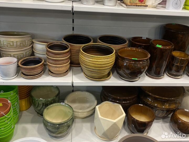 Горшки керамика и пластик