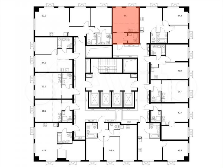 Квартира-студия, 24,1 м², 3/33 эт.