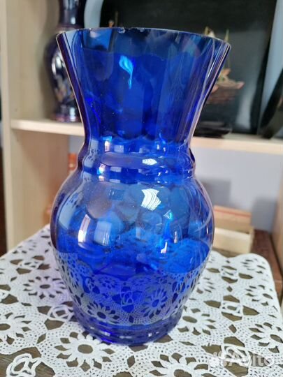 Ваза синее стекло СССР