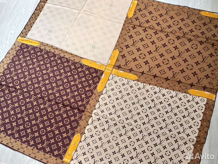 Платок Шаль 110/110 Шелк Louis Vuitton Шоколад