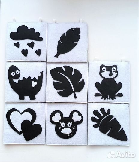 Для младенцев - карточки из фетра черно-белые