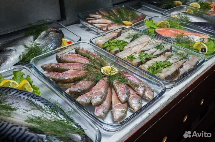 Рыбный магазин с ассортиментом для гурманов