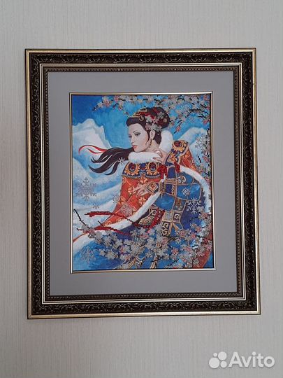 Картина вышитая бисером Зима из серии времена года