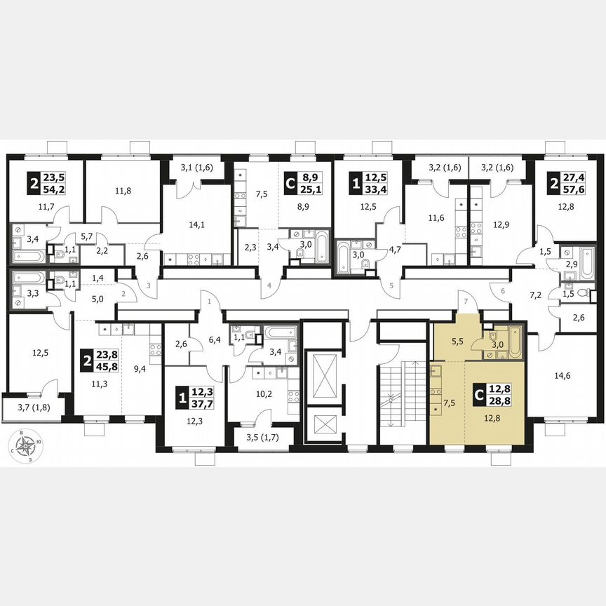 Квартира-студия, 28,8 м², 12/14 эт.