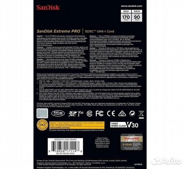 Новая sandisk 512Gb Extreme Pro sdxc Карта памяти