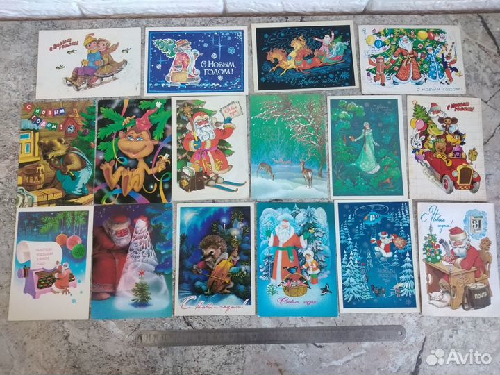 16 шт. Одним лотом. Открытки С Новым Годом