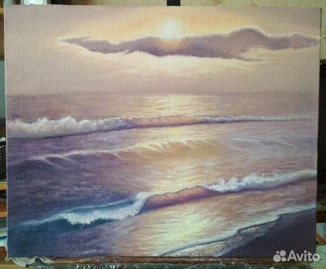 Морской пейзаж Сиреневые морские сумерки