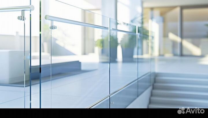 Ограждения для лестниц из стекла