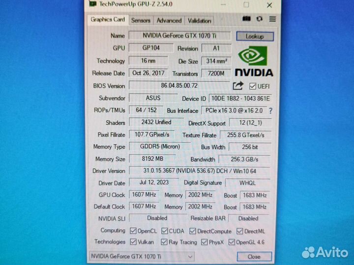 Asus strix Gtx 1070 ti