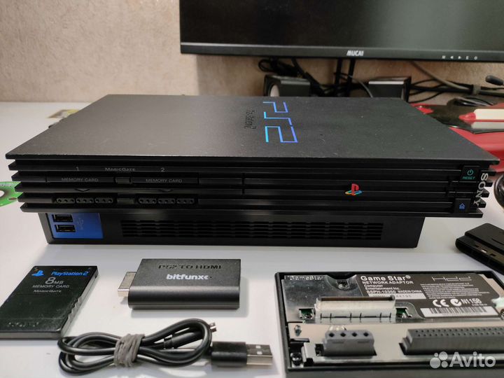 Sony PlayStation 2 fat 50008 + hdmi + гитара + hdd