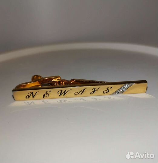 Винтажный зажим для галстука позолота/стразы новый