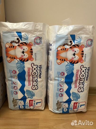 Подгузники-трусики Joonies PremiumSoft L 9-14кг 44