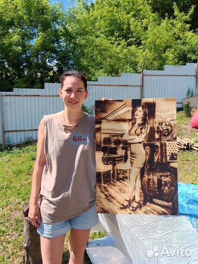 Выжигание портретов по фото Подарок