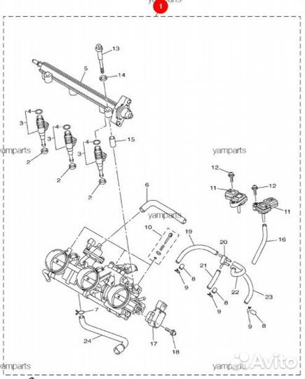 Корпус дроссельной заслонки в сборе Yamaha VK10