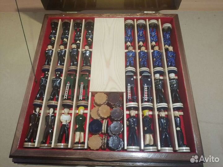 Шахматы+шашки ручной работы новые