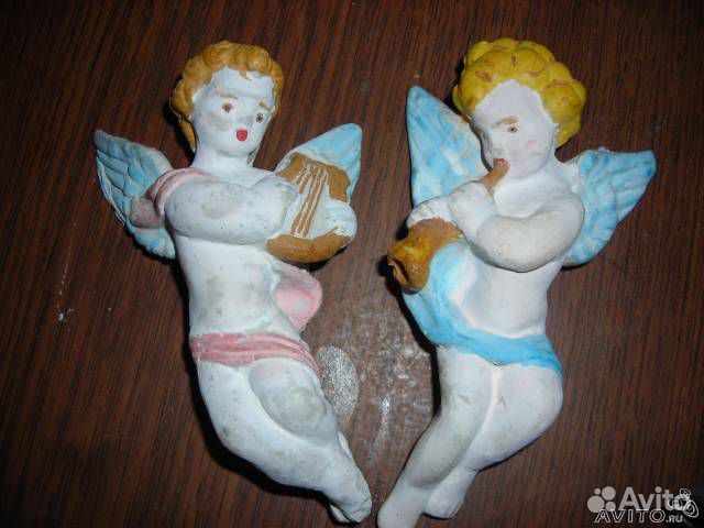 Ангелочки, собачка из гипса