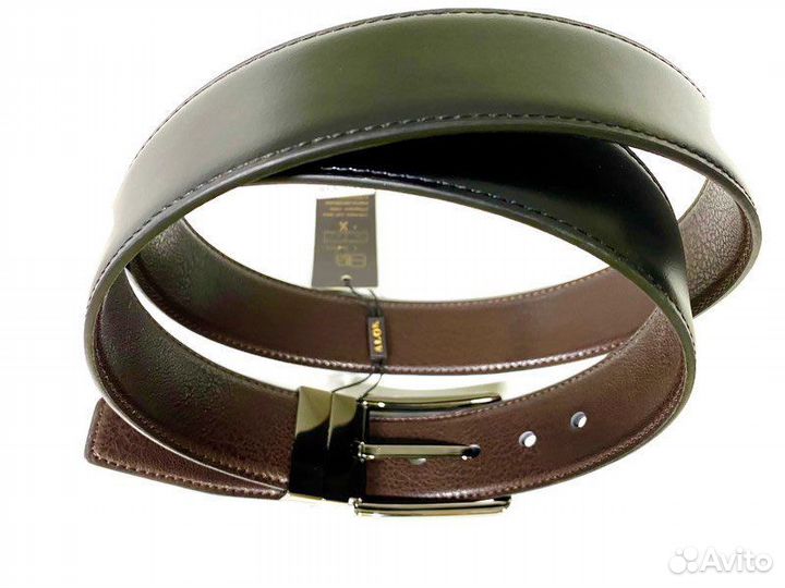 Ремень двусторонний Мужской кожаный Alon 979