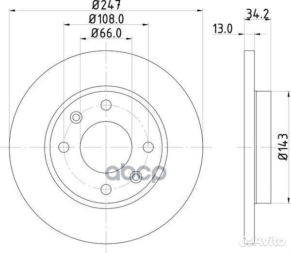 Диск тормозной передний d247 Peugeot 206, Citroen