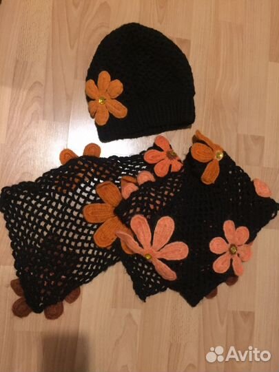 Комплект шапка и шарф шерсть