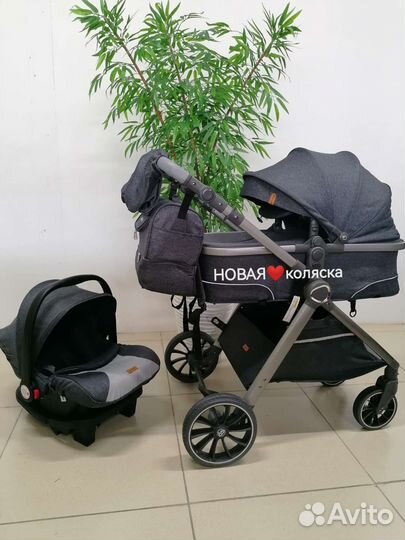 Новая коляска-трансформер LuxmomV8 3в1/темно-серый
