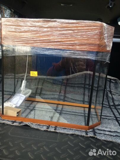 Панорамный аквариум 30л с крышкой и светом