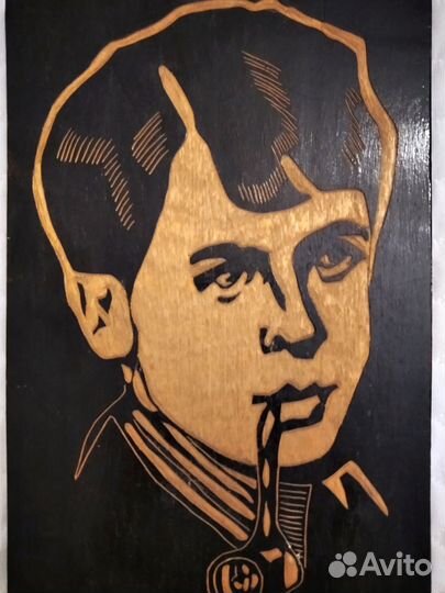 Портрет Есенина резьба по дереву, СССР