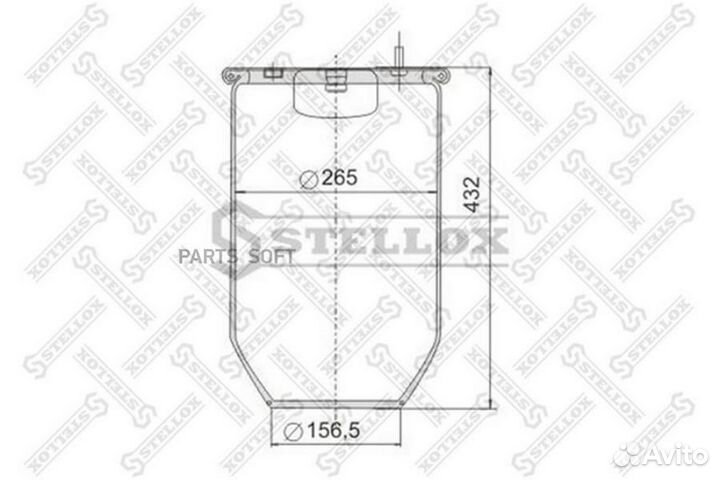 Stellox 9008100SX пневмопод. без стак. h432 4шп.M12. 1отв.штуц.M22. Н: 1отв. d160 \SAF/ROR/Trailor/V