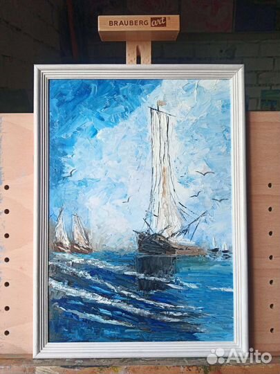 Картина Корабль море маслом 35 на 25