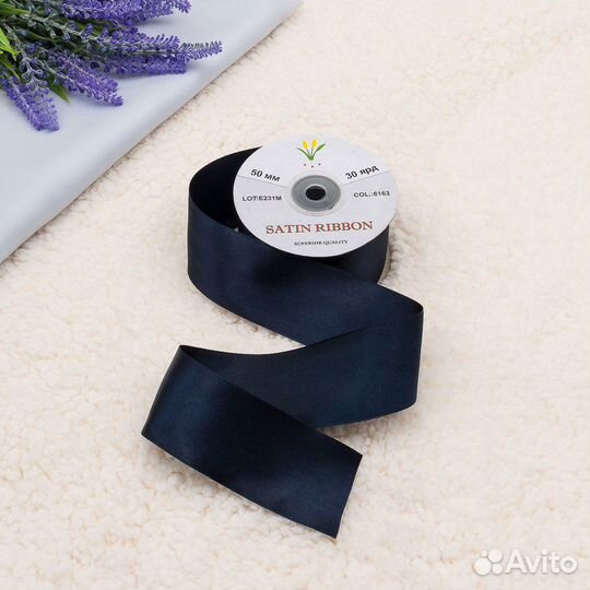 6163159 индиго 12 Лента атласная 5см*27,4м (6163 (159 индиго), 27.4 м