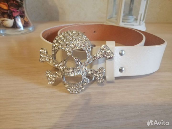 Ремень женский натуральная кожа белый