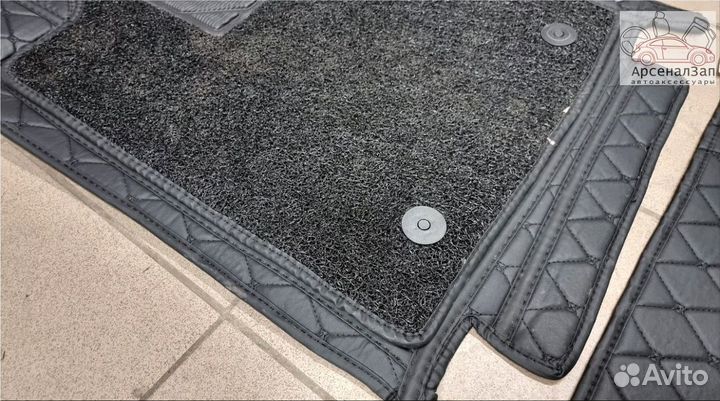 5d коврики экокожа Ниссан Кашкай черные черный шов