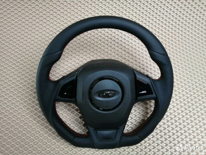 Руль Лада Нива анатомический+ красная строчка