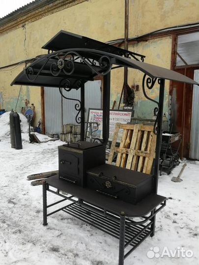 Мангал с крышей печью семейное производство