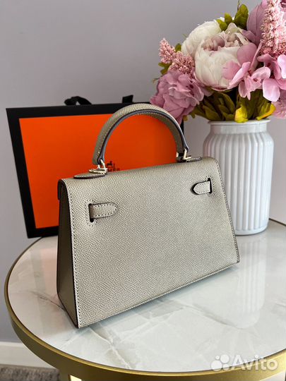 Сумка Hermes Kelly 22 см беж/хаки