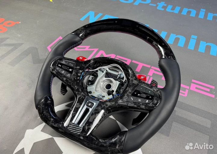 Руль кованый карбон BMW G серия кожа Монитор
