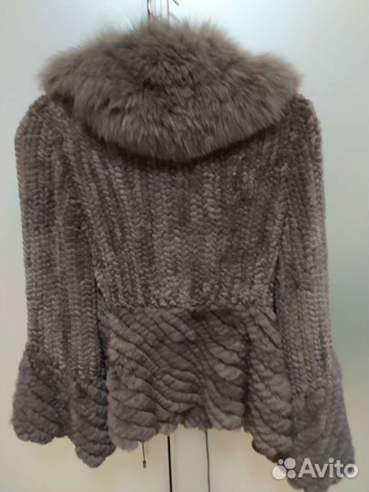 Меховой вязаный пиджак из кролика