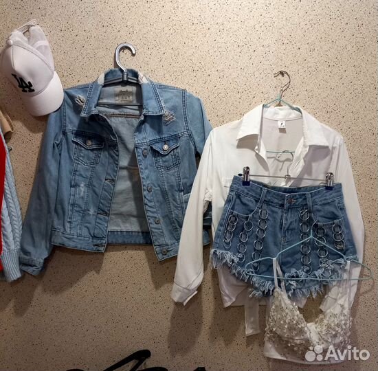 Вещи пакетом (джинсы шорты, куртка,рубашка,топ