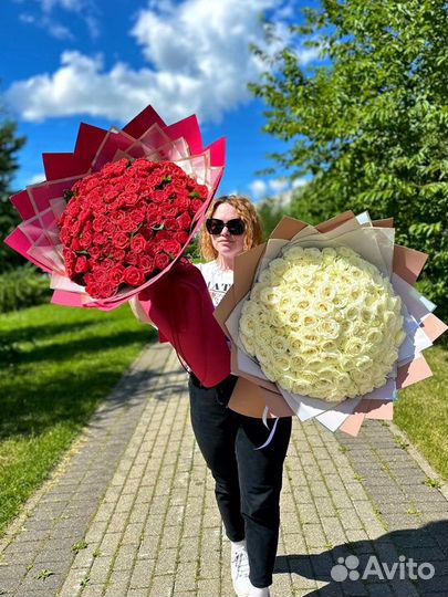 Цветы букеты 101 роза