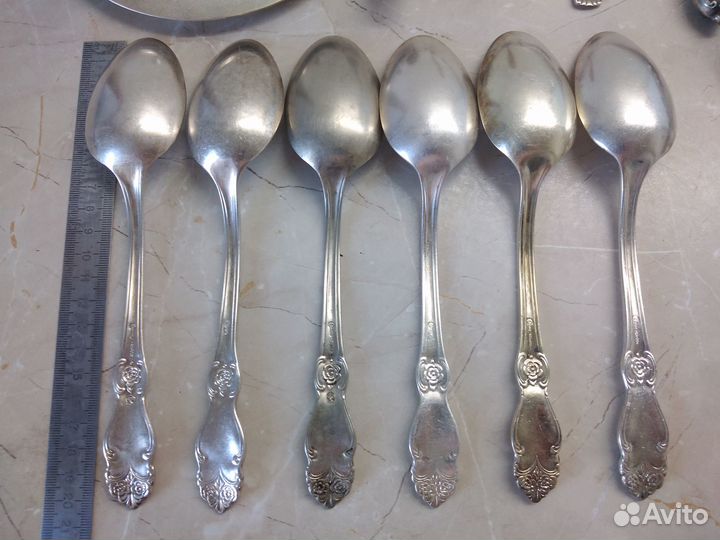 Роза. Мельхиор СССР. мнц. Ложки, ножи. Кольчугино