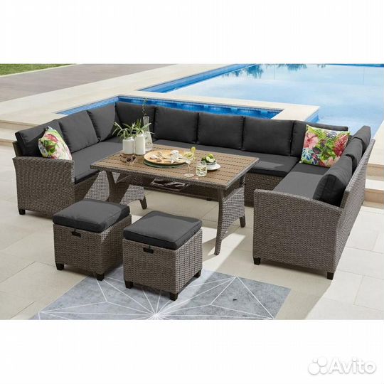 Комплект плетеной мебели AFM-370A Dark Grey. Ротан