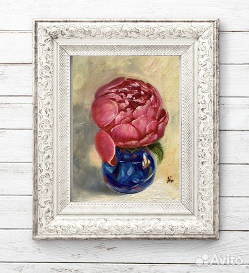 Живопись маслом картина пион, цветы пионы на холст