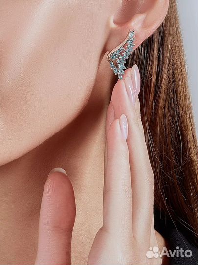 Серьги серебро кварц С231
