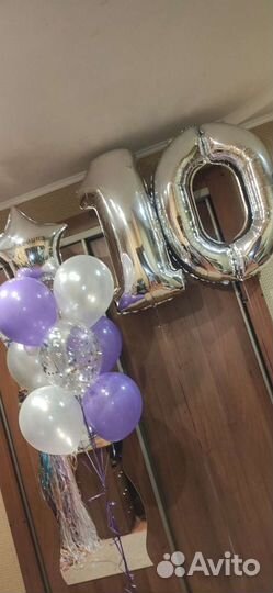Воздушные гелиевые шары для подростка с цифрами 10