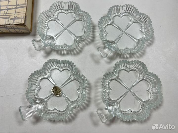 Розетки для варенья СССР Хрусталь Люкс Клевер