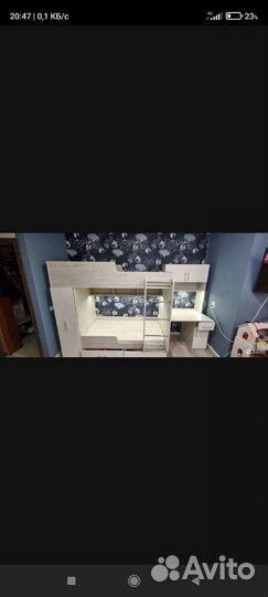 Двухъярусная кровать со шкафом и столом