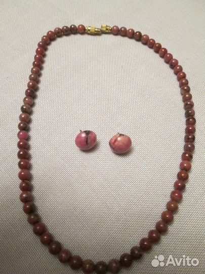 Колье+ браслет янтарь, родонит