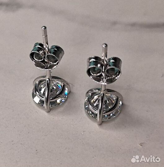 Пусеты бриллиант муассанит 2 ct