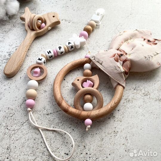 Именной держатель для соски Грызунок