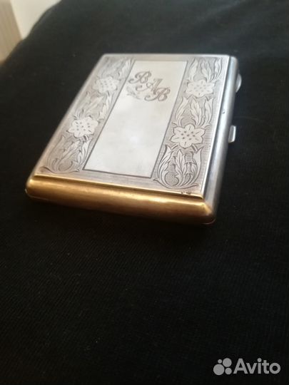 Портсигар серебро 875п. с позолотой