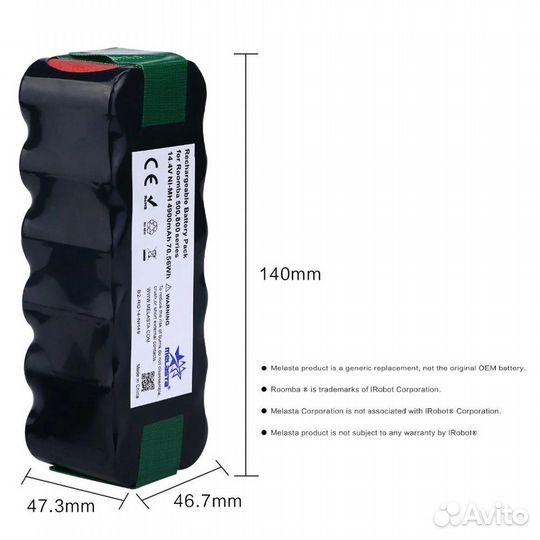 IRobot Roomba Аккумуляторная батарея 4.9Ah NiMH